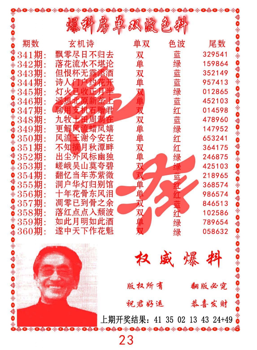 358期爆料房单双波色料[图]